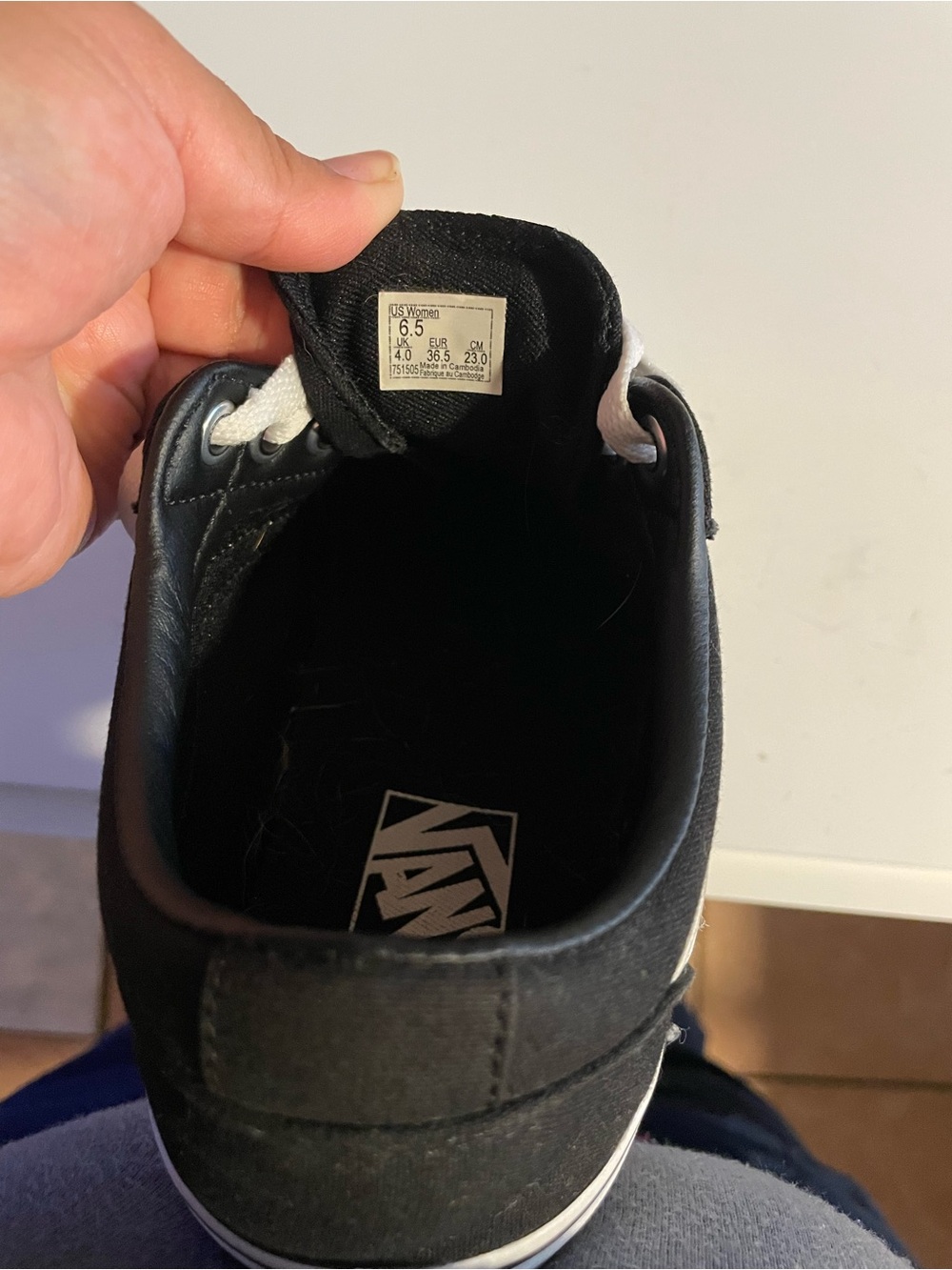 Vans Black Low-Top Canvas Sneakers with White Laces